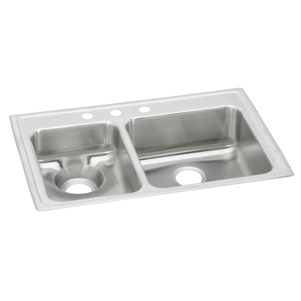Lustertone Stainless Steel 33 X 22 X 7-5/8 40/60 Double Bowl Top Mount Sink